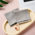 Elegant grey microfiber velvet jewelry pouch with a rose gold gemstone ring - 7x7cm / Gray