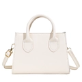 Bolso de mano trapezoidal blanco estructurado con asas y correa de hombro ajustable - Blanco Roto