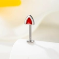 Zilveren F136 titanium kraakbeenpiercing met rode emaille kattenoor driehoek top - Enkel Stuk / Rood