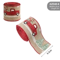 Ruban de Noël en toile de jute avec camion rouge et sapin, largeur 6,3cm pour déco - Largeur 6,3 cm Khaki Camion Arbre / 2 Mètres