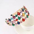 Baroque style gold multi-layer headband with colorful rhinestones and crystals - Style 18-Gold