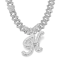 Collana a catena argento con ciondolo lettera K in strass e dettaglio farfalla - Solo ciondolo / Lettera K argento