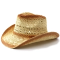 Cappello da cowboy vintage in paglia con bordi dipinti a mano e tesa curva per l'estate - M(56-58cm) / Beige Bruciato (Semplice)