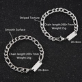 Zilveren roestvrijstalen Figaro-kettingarmband met een blanco rechthoekige metalen tag - Type B Gladde Armband (Zilver)