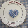 Blue sequin heart Christmas tree ornament with laser holographic effect 7.5x6.5cm - Heart-01 (1pc)