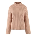 Jersey de punto rosa de cuello alto de gran tamaño con diseño de textura acanalada - S / Suéter Albaricoque