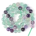 Natural fluorite bead strand with purple and green round gemstones for DIY jewelry - Green Fluorite / 4mm/1 Piece Approximately 90 Pieces/10g