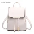 Chic cream white women backpack in Saffiano leather with gold bar and drawstring - Off White