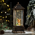 Antike bronzene Weihnachts-Schneelaterne mit Elch und Tanne für Tischdekoration - Kleines klassisches Rentier mit Anhänger