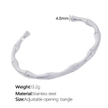 Silver stainless steel bamboo joint bangle with an adjustable open design and sleek finish - 4.8mm Width/Adjustable Opening / Silver Bangle