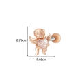 Elegante orecchino ad angelo in oro rosa con cristallo a cuore e dimensioni esatte - Angelo Cupido (5#) / Oro rosa