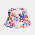 Coutures détaillées et motif floral abstrait coloré sur un chapeau bob réversible - Art de la Peinture à l'Huile Abstraite (7#)