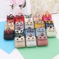 Colorful PU leather owl coin purse keychains in various colors with metal hooks - Mixed Colors