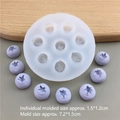 Silicone mold with 8 cavities for blueberry shapes, includes 7.2x1.5cm dimension details - Silicone / L Size 8-hole Blueberry Mold Semi-transparent