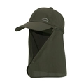 Outdoor sun hat with neck flap in deep olive green with breathable mesh fabric - Army Green