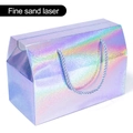 Fine sand laser gift box in gradient blue purple with braided handle for cake packaging - 20x10x13.5cm-Handheld Gift Box / Fine Sand Holographic Silver
