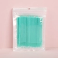 Pack of 100 mint green micro applicators for eyelash extensions in transparent bag - Cyan 100 Pcs Pouch Pack