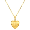 Collana in acciaio al titanio dorato con ciondolo a cuore 3D a coste stile zucca - Collana a Cuore Trama Zucca (MS-607) / Oro