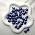 Star-shaped dark blue ceramic glazed beads for handmade DIY necklace jewelry making - Sapphire Blue