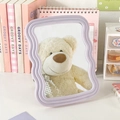 Minimalist purple wavy desktop makeup mirror with foldable stand for bedroom vanity - Purple