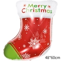 Christmas stocking shaped foil balloon with snowflake pattern and Merry Christmas text - Large Christmas Sock / 48x60cm