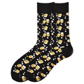 Classic black mid-calf socks featuring all-over beer mug and bubble pattern design - 38-46 / Black Beer Cup (1020C)