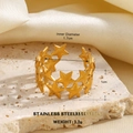Gold stainless steel star ring with open hollow pentagon design for women - Multiple Stars Hollow Style (1443)