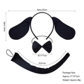 3-piece black dog costume set with long puppy ears headband, bow tie and tail - Black Pug 3-Piece Set