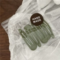 Five-piece olive green matte drip oil BB hair clip set in hand-made packaging - 5 Pieces / Dark Green
