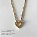 Collier pendentif cœur en acier inoxydable plaqué or avec maillons de chaîne épais - Collier Fermoir Coeur Or 14K (XNL0018-2)