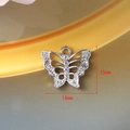 Sparkling 15mm by 18mm butterfly pendant with white zircon stones in silver finish - 124 Silver