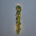 Champagne gold Christmas teardrop wreath with frosted pine, LED lights and wooden sign - 1.5m Garland Gold (With LED Lights)