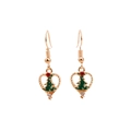 Christmas tree heart earrings in gold finish with green enamel and fishhook style - 84. Christmas Tree 6