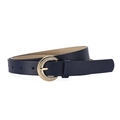 Navy blue leather belt for women with gold horseshoe buckle and sparkling rhinestones - Navy Blue