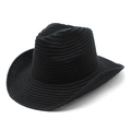 Classic black woven cowboy jazz hat with curved brim and textured finish for men and women - M (56-58cm) / Black