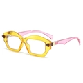Modern geometric yellow and pink transparent frame sunglasses for casual outdoor street style - Yellow Frame