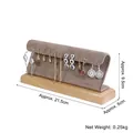 Velvet jewelry display stand for earrings with solid wood base, 21.5cm long - 12-Slot Earring Holder (Coffee Velvet) - Stand Only