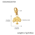 Detail eines Lebensbaum-Anhängers aus Edelstahl in Gold mit Karabinerverschluss für DIY-Schmuck - Hohl Lebensbaum Anhänger / Goldener Lebensbaum