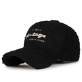 Gorra de béisbol de invierno en forro polar negro para mujer con bordado vintage - Ajustable / Negro