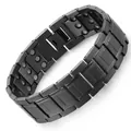 Matte black stainless steel magnetic therapy bracelet for men with link chain design - Black