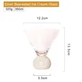 Coupe à glace 350ml avec base à perles argentées et bol conique en verre élégant - Coupe à glace / Transparent avec strass argentés