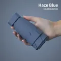 Mini foldable sun umbrella in foggy blue finish with a minimalist flat handle design - Haze Blue (Cloth Cover)