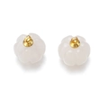 Detailed view of two white pumpkin-shaped quartz pendants with gold-plated ring loops - White