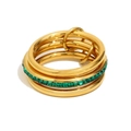 Three-layer 18K gold plated stainless steel ring set with square emerald gemstone - US 6 / Three-Layer Green Zircon Ring / Gold