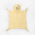 Soft yellow cotton gauze baby security blanket with a stuffed lion toy head attachment - Light Yellow Lion