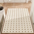 Minimalist French PVC doormat with brown diamond geometric pattern on creamy white base - 80x120cm / West Bank Old Residence - Pineapple Pattern - Vertical Layout