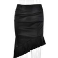 Falda de sirena elegante en satén negro de cintura alta con dobladillo plisado - S / Negro