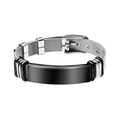 Men's braided stainless steel mesh bracelet with black plate and adjustable buckle - KZ105 Black (Silicone Material)