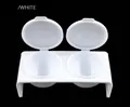 Dual-slot nail art liquid container with flip lids in white plastic for manicure use - White