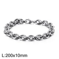 Polished silver stainless steel link chain bracelet with lobster clasp, 200x10mm size - 200x10mm Silver Style (KB113961-Z)
